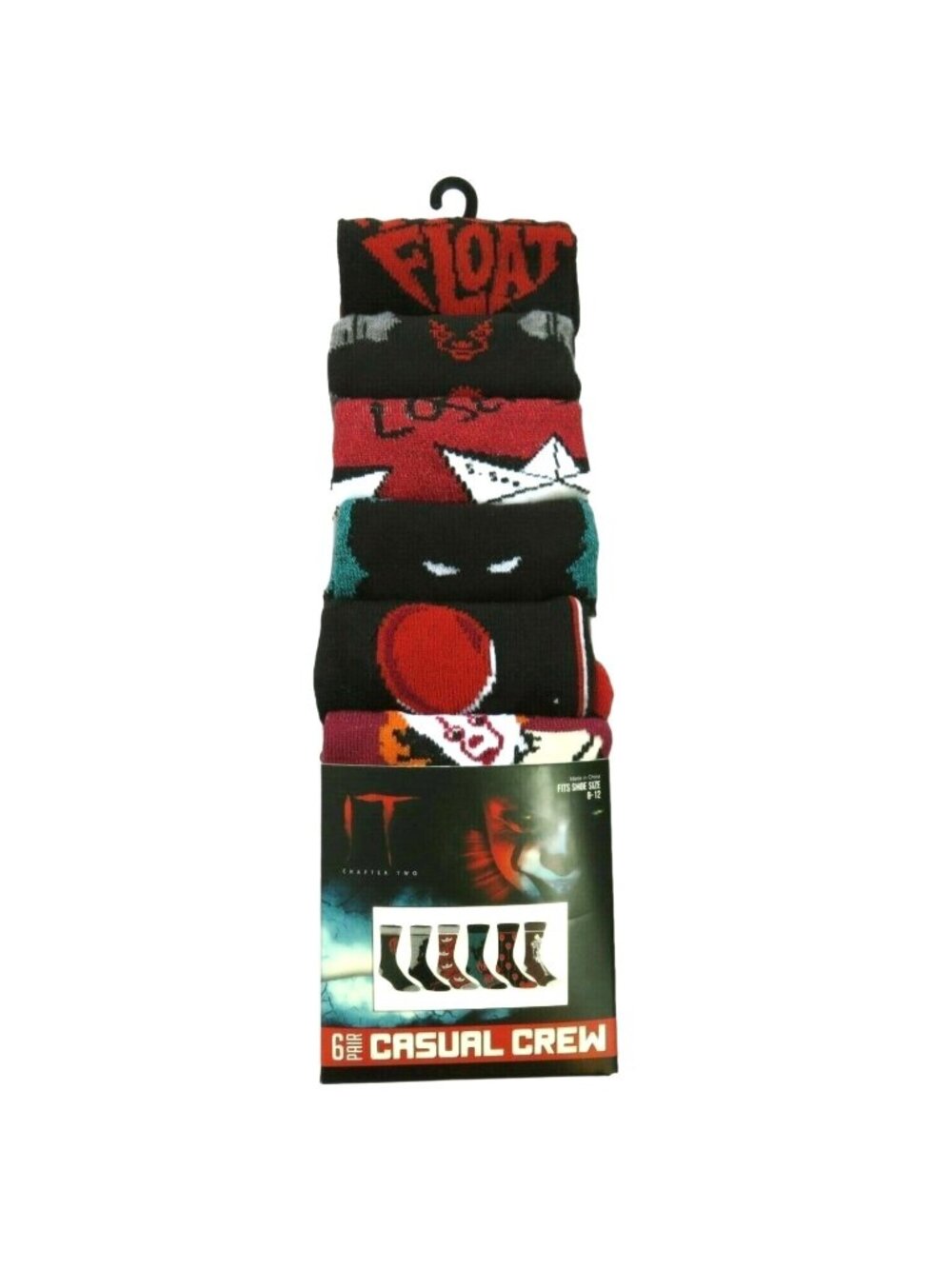 Bioworld Unisex Adult Socks 8-12 Pennywise IT Novelty 6 Pairs Horror Movie NEW